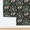 Celestial Cranes Teal Black Beige Art Deco Birds Jewel Toned Custom Removable Wallpaper by Spoonflower Peel & Stick Wallpaper 2FT Wide